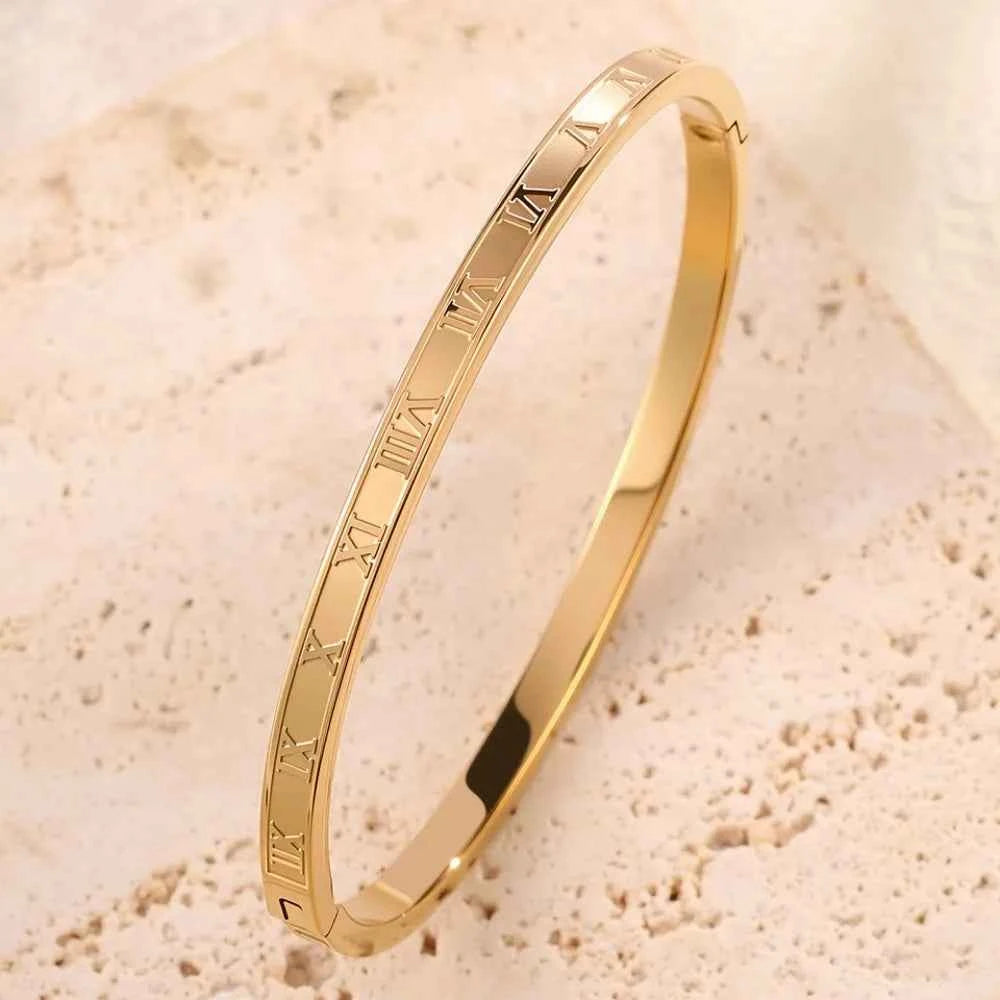 Yupsk Titanium Steel Couple's Bracelet Shiny Zircon Inlaid Stainless Steel Bangles Gold/Silver Color Female Jewelry Gift