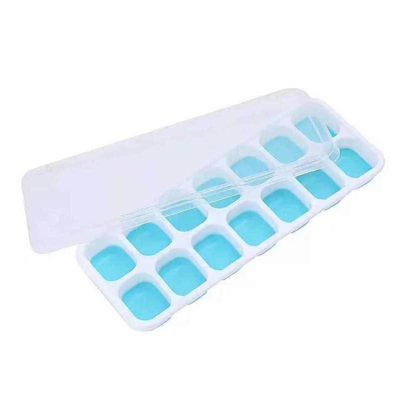 14 Grids Fruit Ice Maker with Removable Ice Cube Trays Reusable Silicone Ice cube Mold Lids Kitchen Tools Freezer Summer Mould