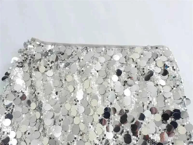 Silver Sequin Skirt Woman High Waist Mini Skirt Woman Fashion Shiny Glitter Elegant Short Skirts For Women Y2k Skirts