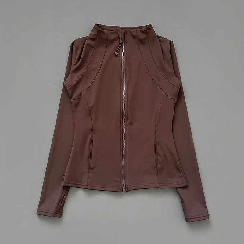 athletic slim fit quick drying zipper running jacket women dryfit outer wear yoga training fitness jacket with thumb hole