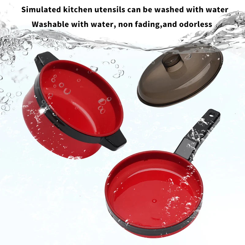 Kids Pretend Play Kitchen Toys Set Cooking Food Pots Pans Cookware Kit Toddler Girls Boys Educational Role Play Gift