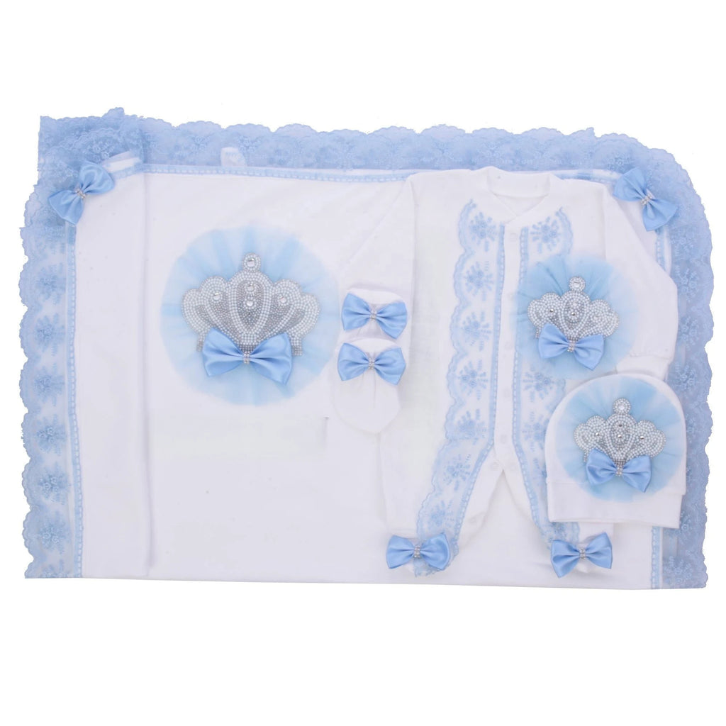 5pcs Newborn Baby Nursery Kids Outfit Clothing Cotton Infant Care Wrapped Baby Products Pants Mittens Receiving Blanket