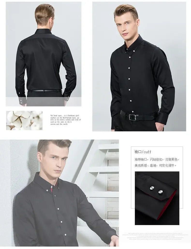 Men's Dress Shirts with New Stretch and Anti-Wrinkle Technology, Long Sleeve Business Blouse for Slim Fit Camisa Social