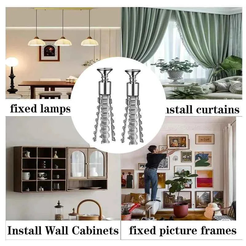 6/8mm Expansion Pipe for Hollow Walls Metal Expansion Screws Kit Self Tapping Screws Pipe Drilling Plug Fastener Bolt Anchors