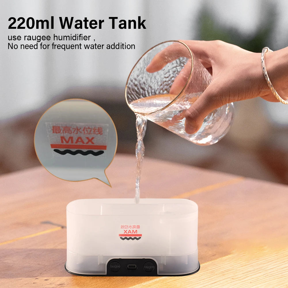 Aroma Humidifier Mini Air Humidifier Flame Essential Oils Diffuser for Home Room Ultrasonic Fragrance Diffuser with Night Light