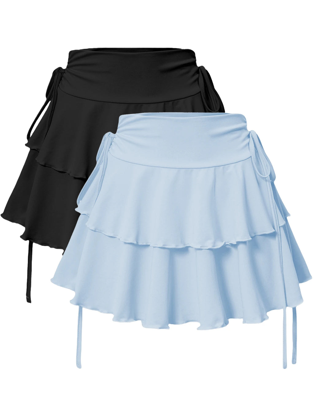 2025 New Solid Color Skirt Women Summer Fashion Outdoor Versatile High Waist Slim Fit Elastic Waist Sexy Mini Short Skirt 2Piece