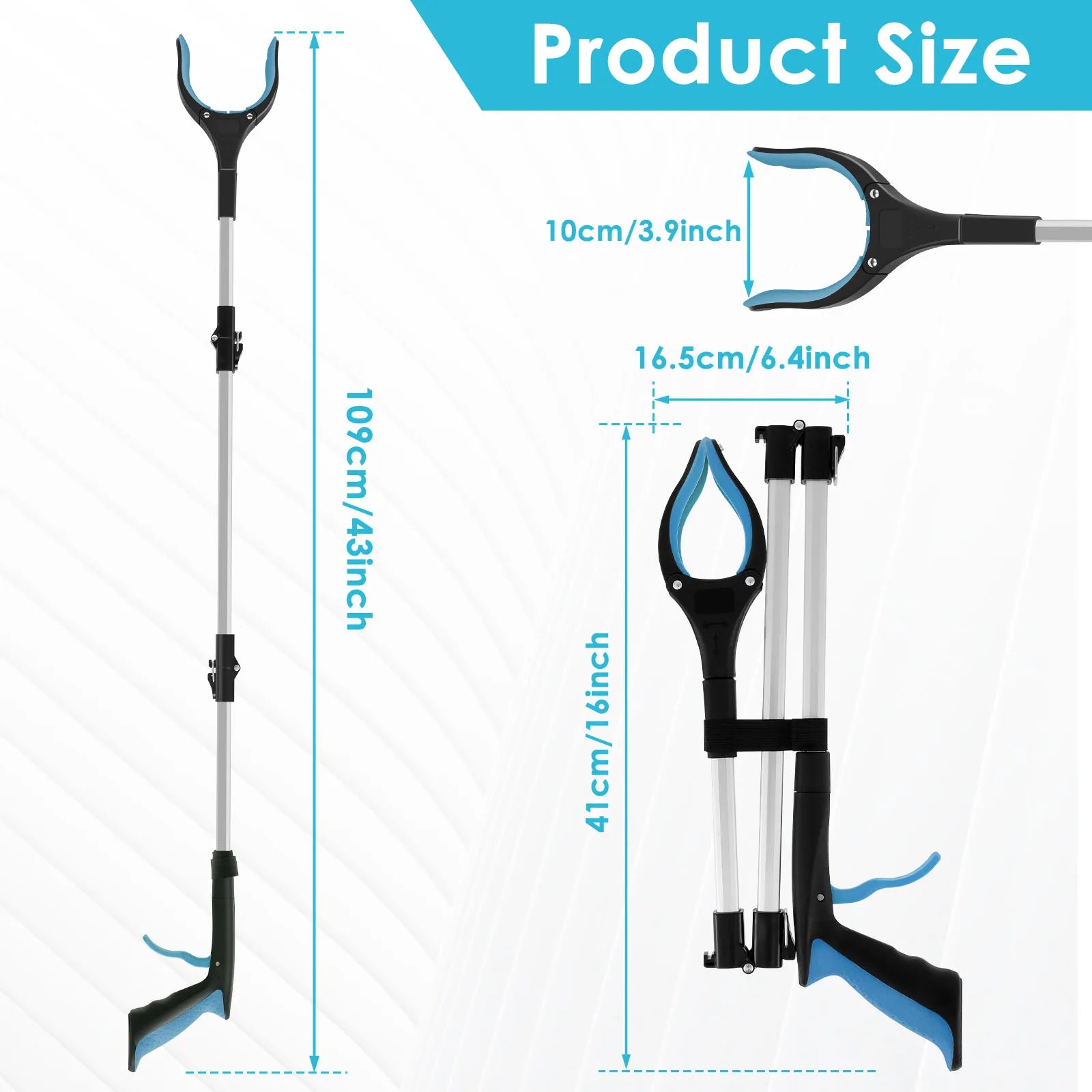 Foldable Gripper Extender Hand Tools Litter Reachers Picker Portable Collapsible Garbage Grabber Pick Up Tools with Non-Slip Jaw