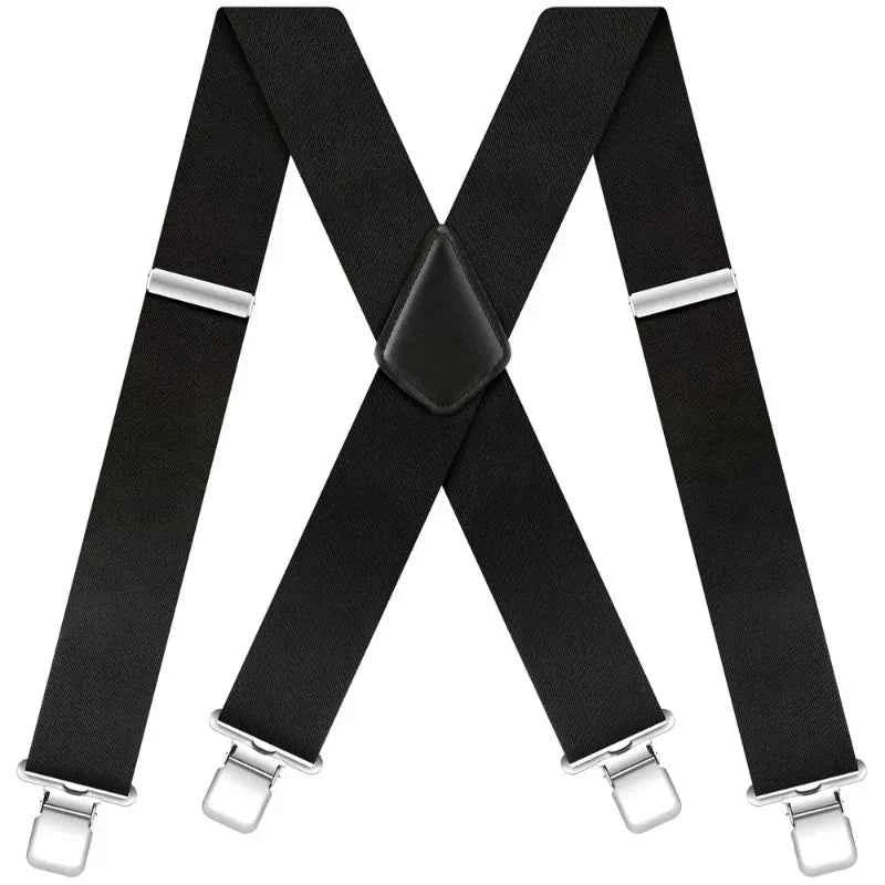Men's Heavy-Duty 2-Inch Wide Adjustable Elastic Work Suspenders with Sturdy Clips X-Back Design for Durable Support