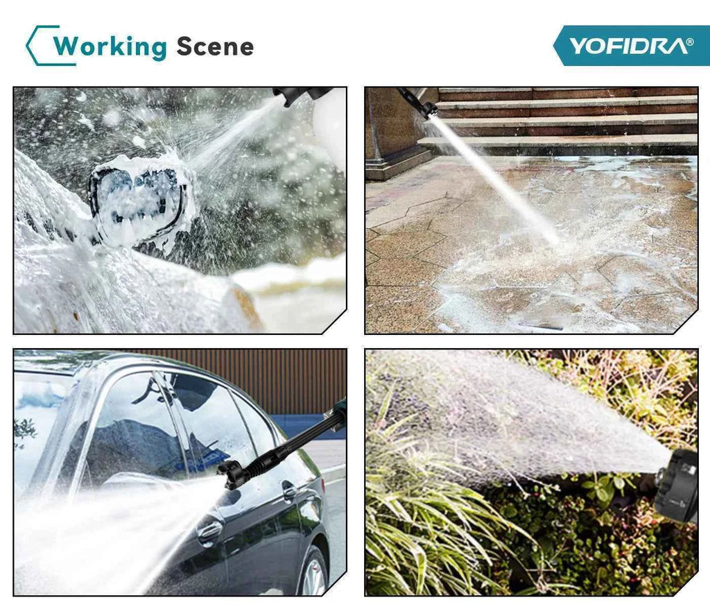 YOFIDRA 200Bar Brushless High Pressure Washer Gun Electric Car Washer Garden Watering Gun Cleaning Tools for Makita Battery Pins