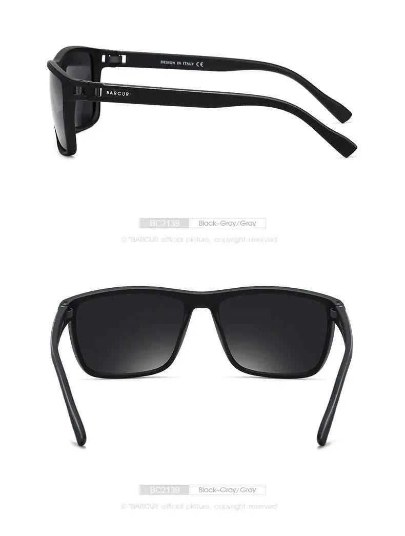 BARCUR Design TR90 Sunglasses Men Polarized Light Weight Sports Sun Glasses Women Eyewear Accessory Oculos UVAB Protection