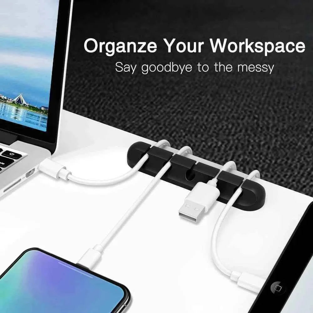 Silicone USB Cable Organizer USB Charging Cable Winder Desktop Tidy Management Clips Cable Holder For Mouse earphone Accessories