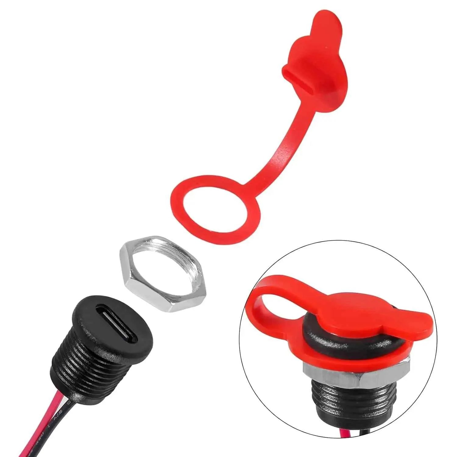 20PCS Type-C Female Chassis Wire 2Pin USB Connectors 3A Type-C Female Socket Connector Black 2pin with Terminal