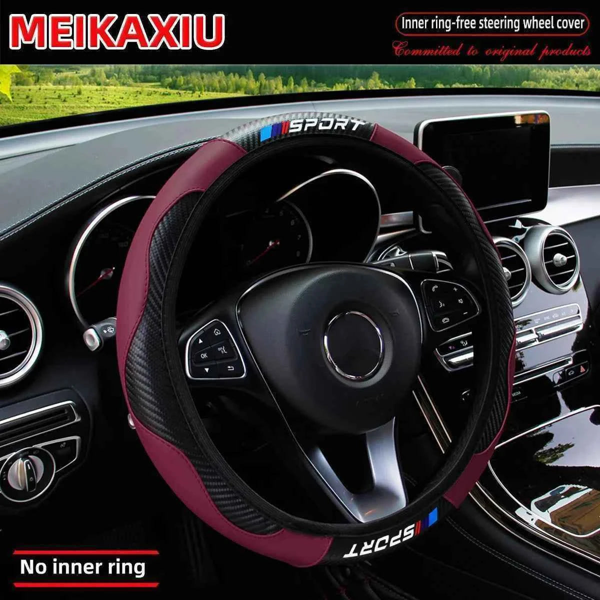 All-Season SPORT Carbon Fiber Steering Wheel Cover (without inner ring) is suitable for 37-38cm automotive interior accessories.