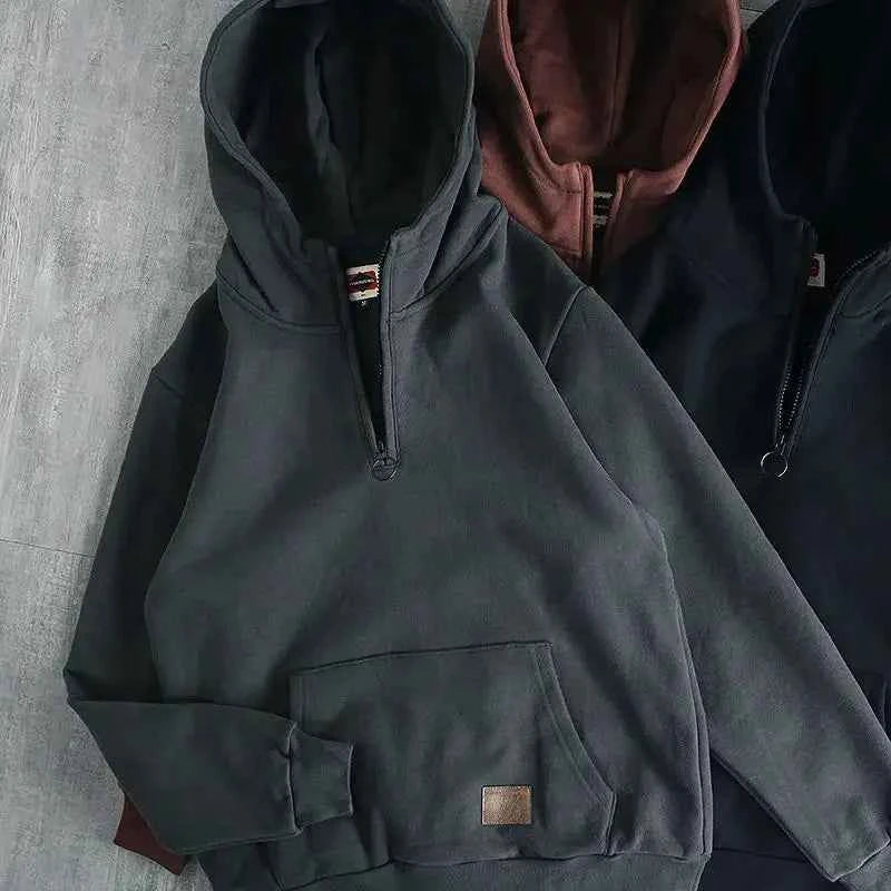 Loose Male Hoodie Solid Autumn Emo Luxury Designer Aesthetic Simple Y2k Vintage Men's Hooded Sweatshirt High Quality Cotton Warm