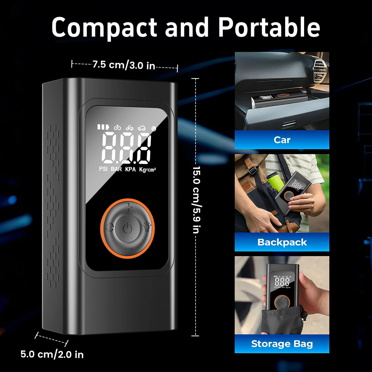 Cordless Digital Tire Inflator 150 PSI Portable Air Pump