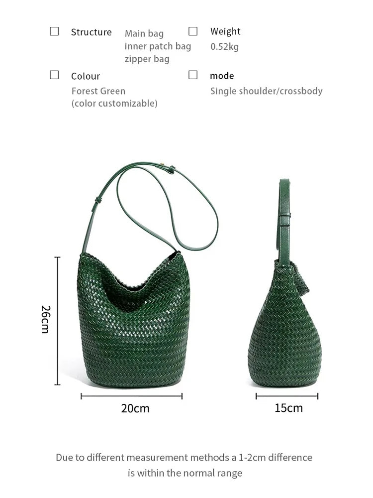 Luxury Woman Handbag New High End Hand-Woven Genuine Leather Women's Bag Large Capacity Shoulder Tote Bag Underarm Bag Bucket Ba