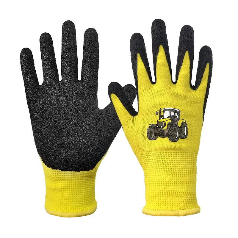 Kids/Toddler /Junior Garden Safety Rubber Coated Gloves, DIY, Age from Year 3 to Year 12, Palm Natural Latex Coated