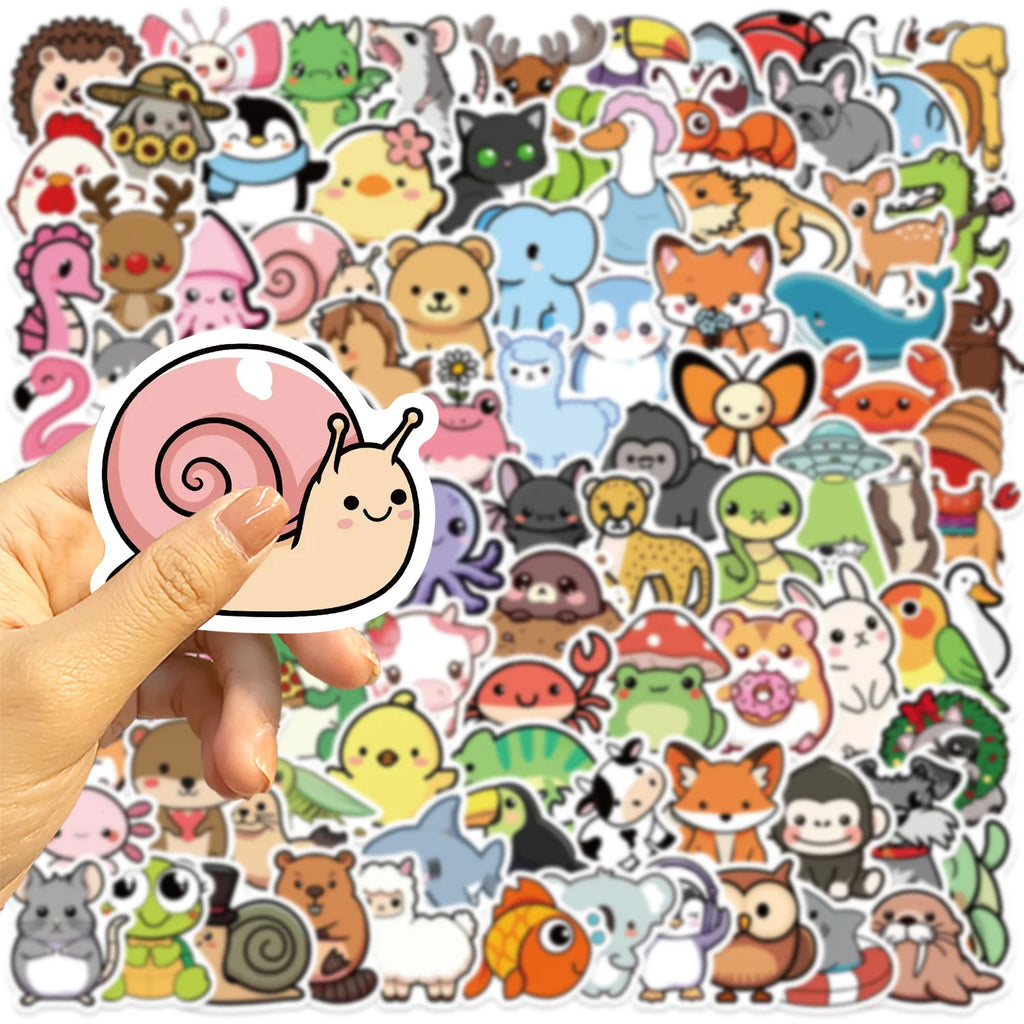 100/200PCS Cute Mixed Animals Cartoon Graffiti Stickers DIY Phone Guitar Laptop Notebook Suitcase Cup Waterproof Sticker Kid Toy