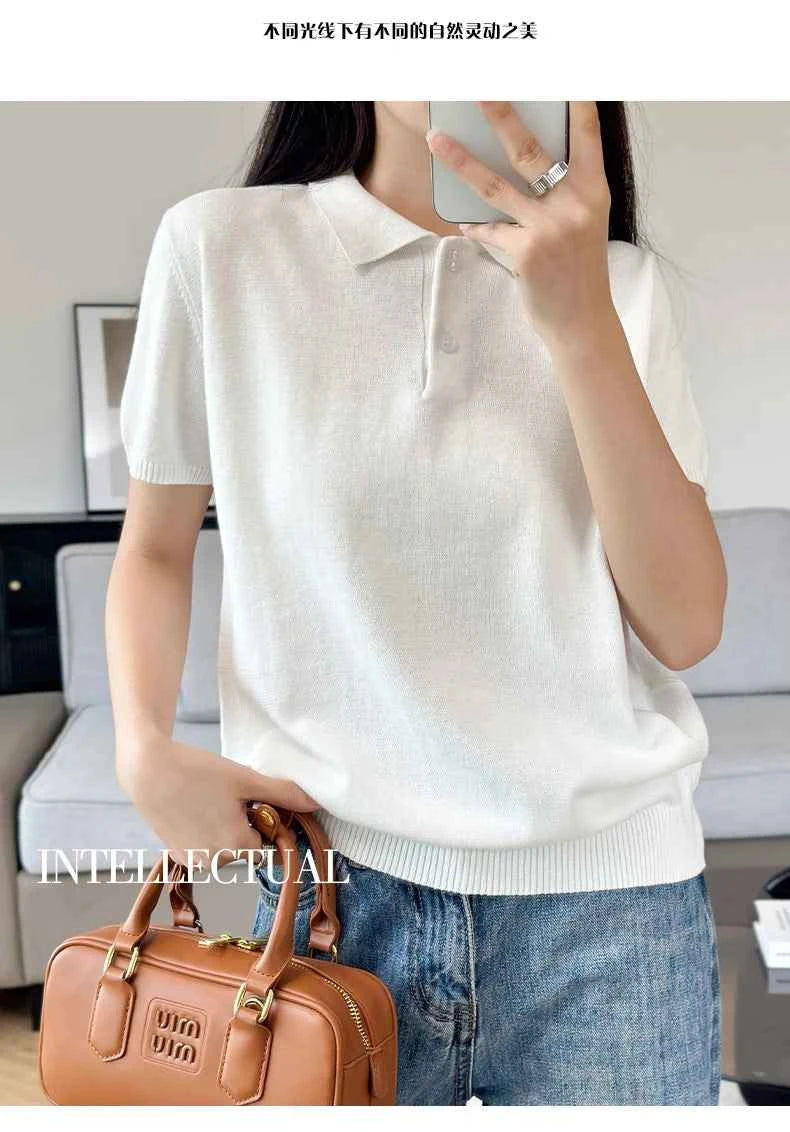 WinvyNee Summer Women's Clothing Cotton Polo T-shirt Short Sleeve Polo Collar Clothes Solid Casual Pullover Female Tops A1002029