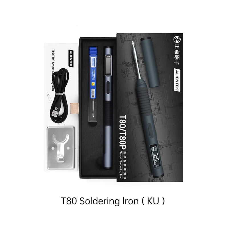 ALIENTEK T80/T80P Electric Soldering Iron Adjustable Temperature 100W Fast Heat Portable Digital Smart Welding Station C210 C245