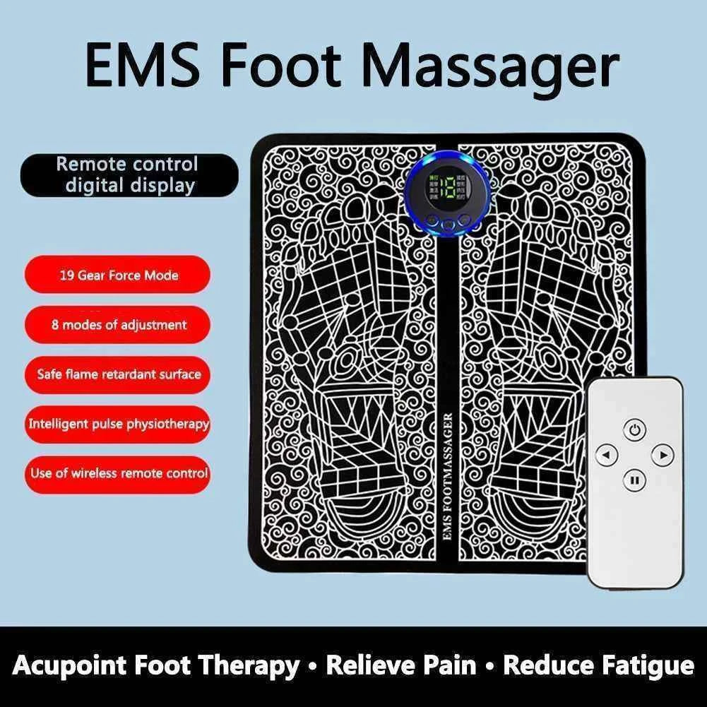 EMS Foot Booster Foot Circulation Massager 8 Modes USB Rechargeable Leg Muscle Stimulator Remote Control for Relax Feet and Legs