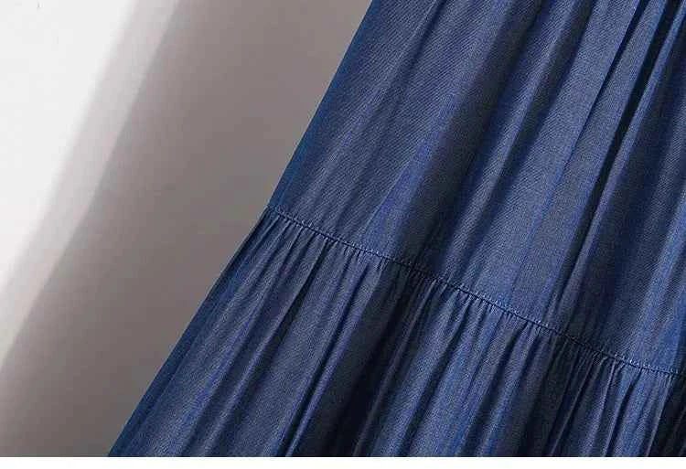 Spring Summer Women Skirts Vintage High Waist Elastic Patchwork White Black Chic Long Cake A-line Skirt