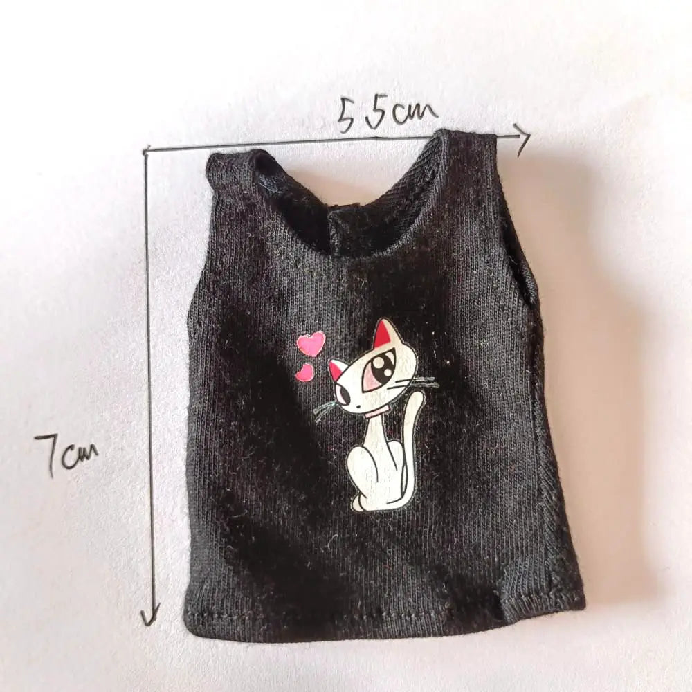 NEW Blyth Clothes T-Shirt Vest   Cute Cat print Vest clothes for Blyth, Momoko, Obistu, Licca , FR 1/6 Dolls Accessories