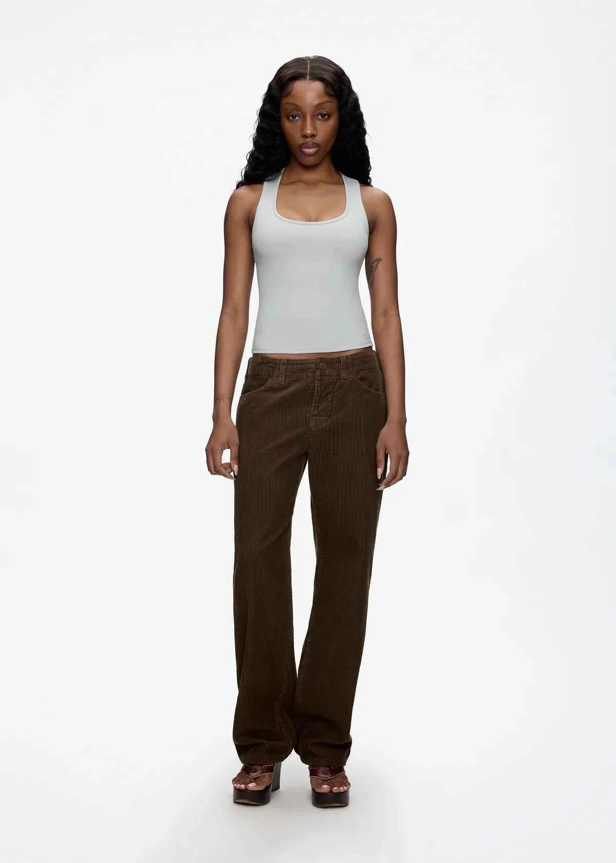 Tank Classic X-shaped Backless Baby Blue and Misty Gray Multi-color Comfortable Elastic Waist Tight Fit Backless Top