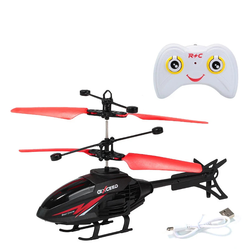 RC Helicopter 2CH Induction Remote Control Floating Airplane Gesture Control Aircraft Suspension Quadcopter with LED Kid Gift