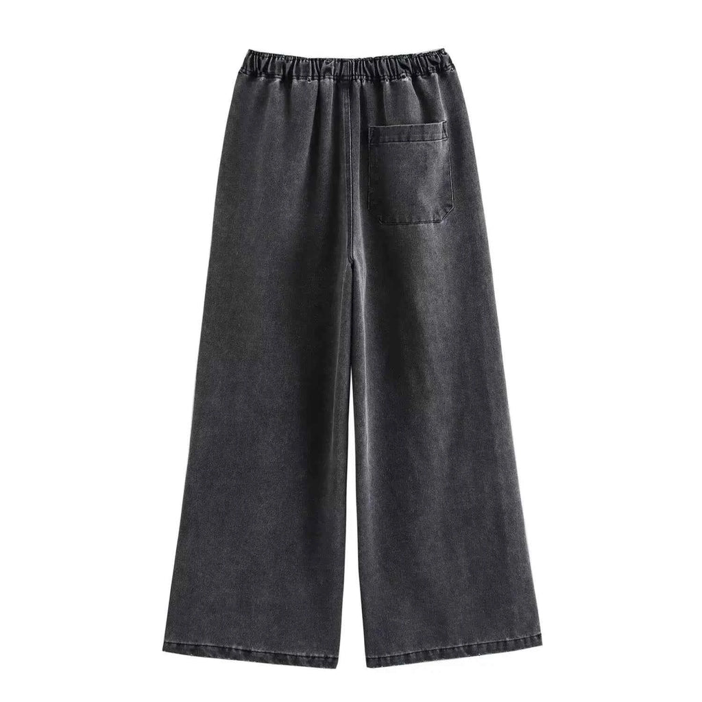 2024 Autumn Jeans Sets Women Turn-down Collar Casual Top Fashion High Waist Streetwear Female Denim Pant Two Piece Set