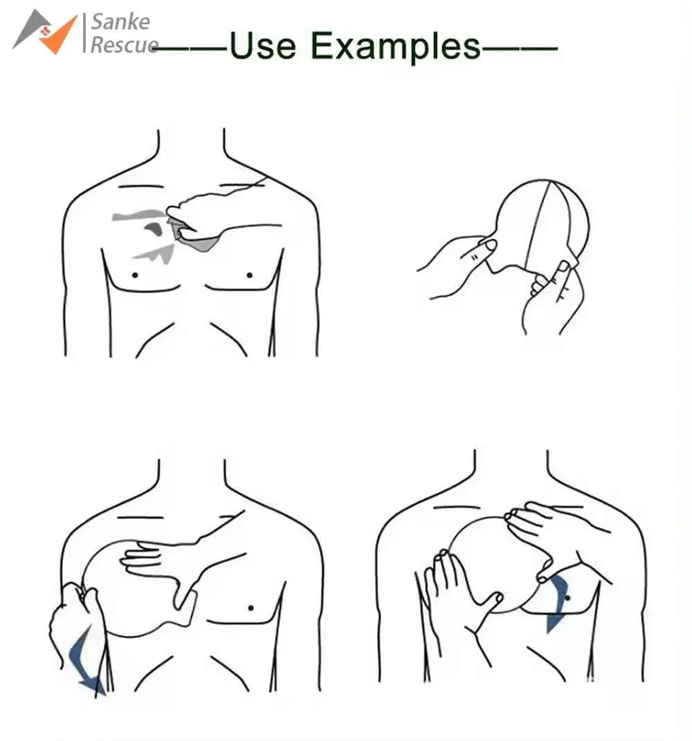 Chest Seal Wound Care for Emergency or Tactical Situations Advanced Adhesive Sterile Transparent Lightweight Vent Life-Saving