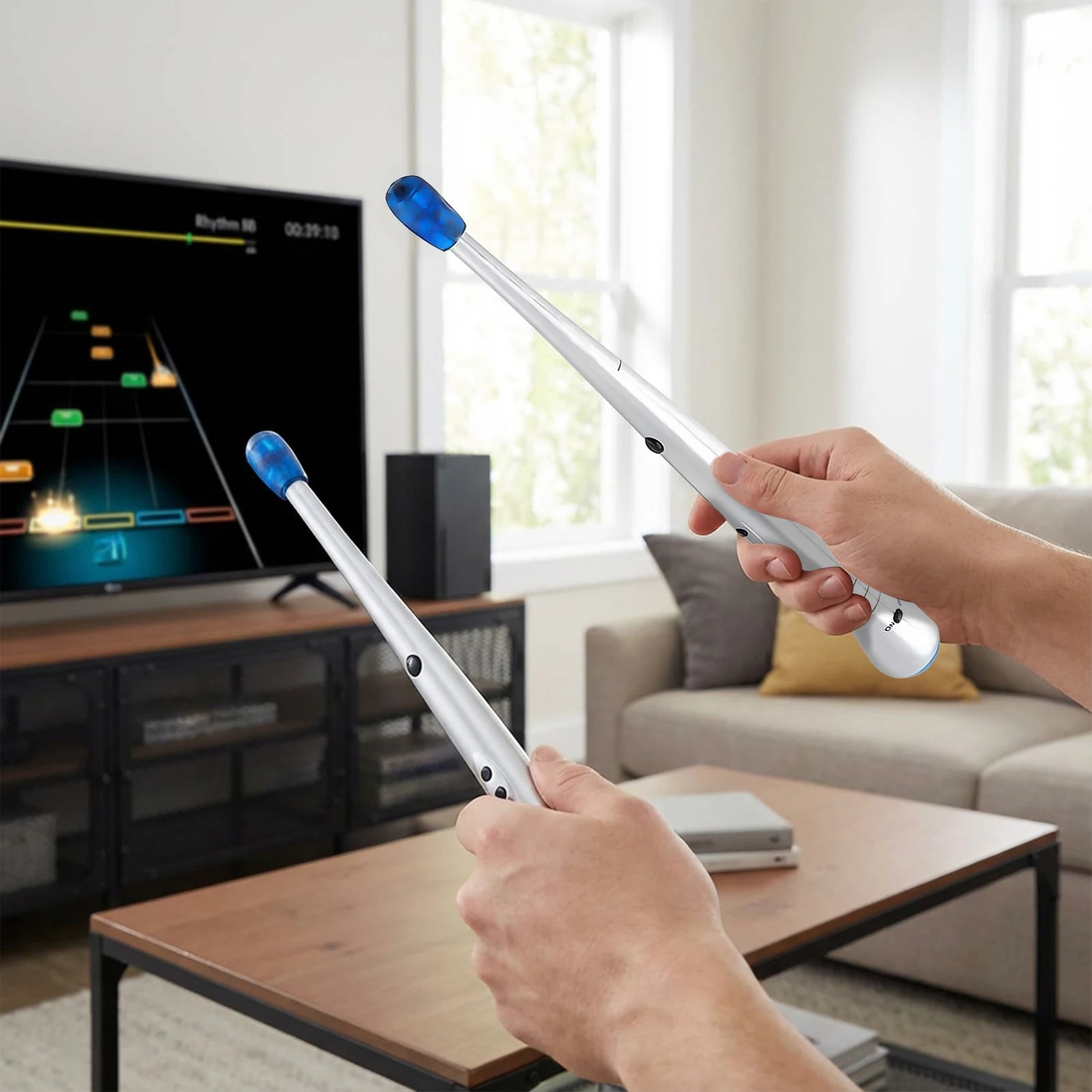 Kids Electronic Air Drum Sticks Motion Sensor Virtual Rhythm Toy Built In Sound Safe ABS Silicone Drum Sticks For Child Music