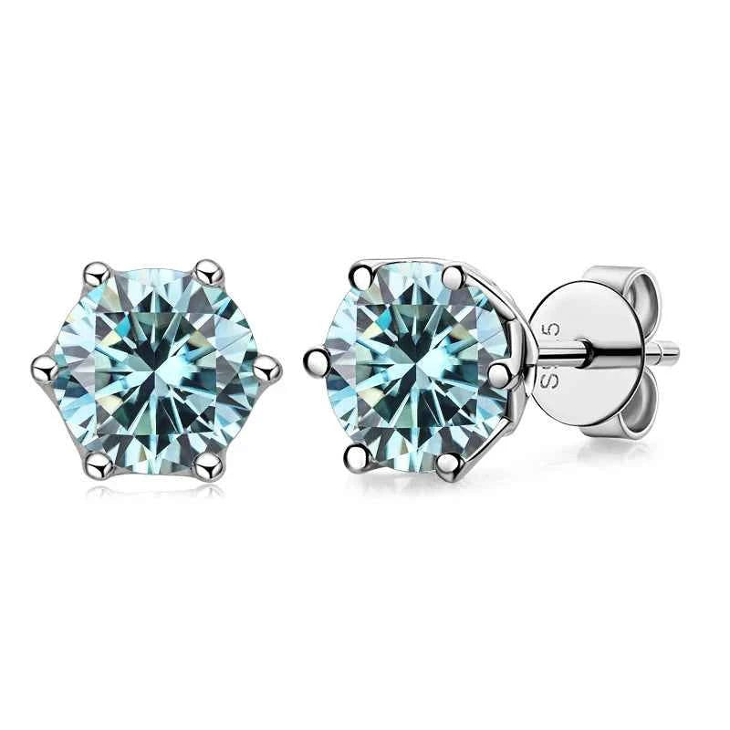 JoyceJelly 1/2/4CT VVS D Color Moissanite Russian Cut 8H8A Lab Diamond Stud Earrings For Women S925 Sterling Silver Fine Jewelry