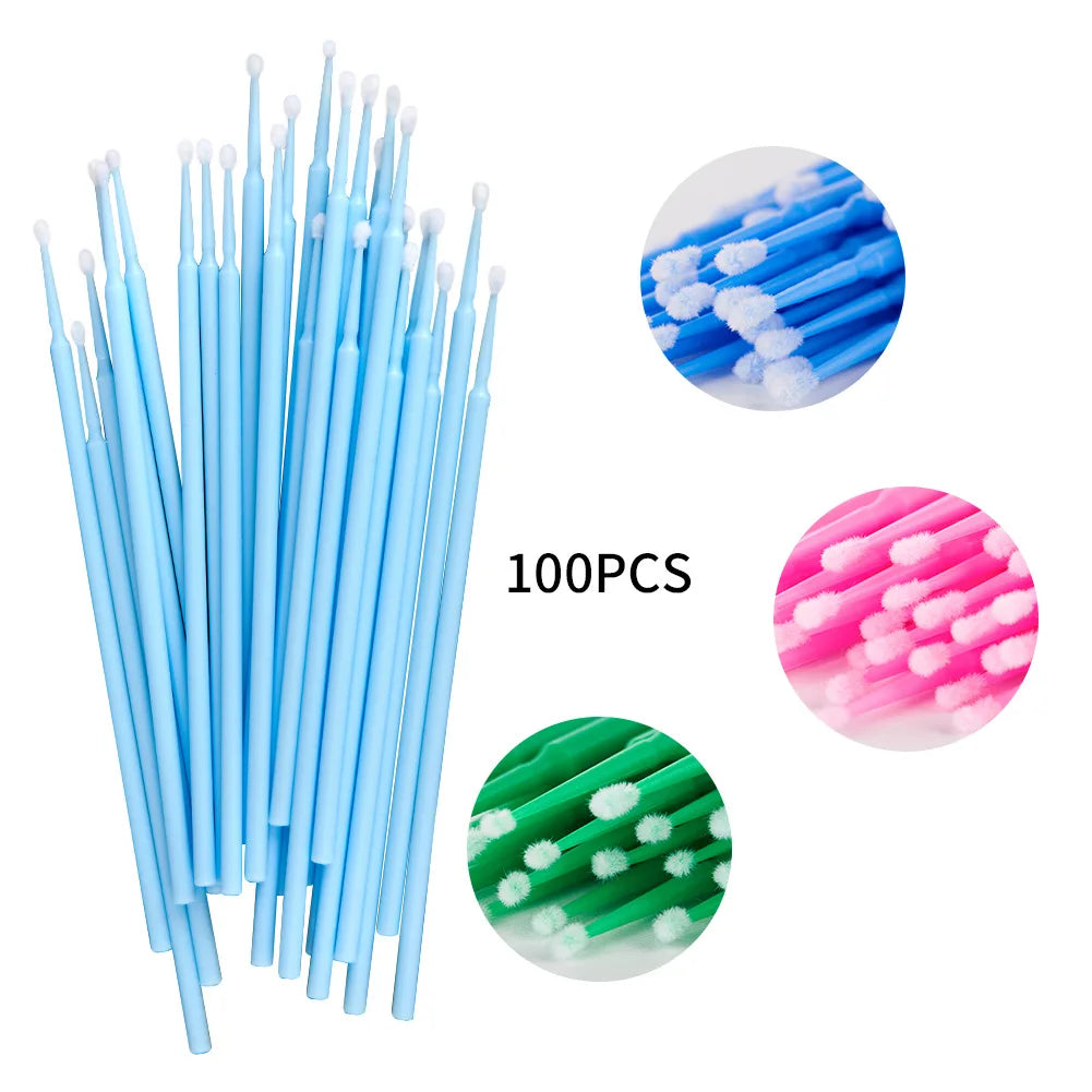 500/1000PCS Eyelash Brushes Crystal Swab Microbrushes Eyelash Extension Brush Grafting Lash Removing Applicators Makeup Tool