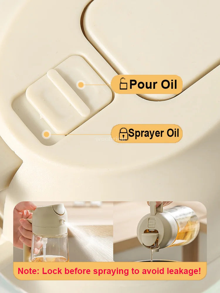 2-in-1 Plastic Oil Dispenser Sprayer 16oz Leakproof Olive Oil Bottle for Cooking Air Fryer BBQ  Picnic Kitchen Tools