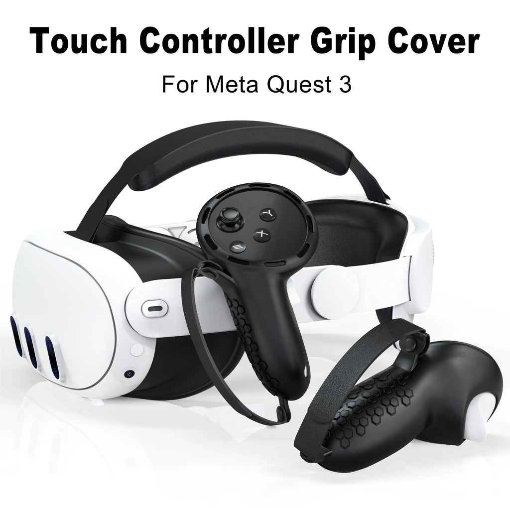 For Meta Quest 3 Silicone Protective Shell 7 IN 1 Set Controller Grip Cover Tempered Glass Film Face Case Lens Cap VR Accessory
