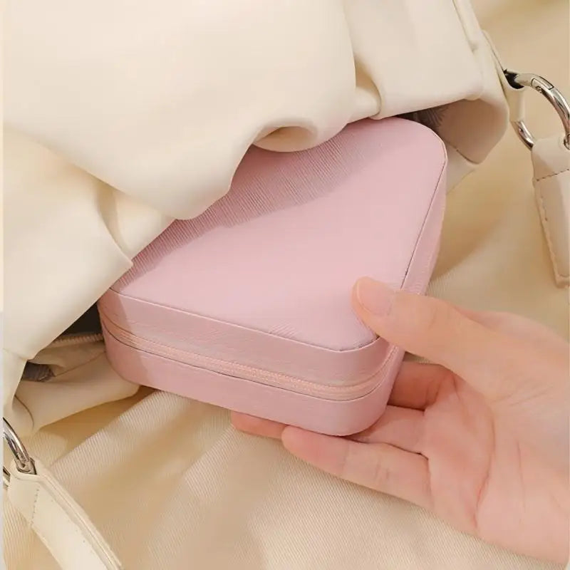 Portable Leather Travel Jewelry Box Organizer Case