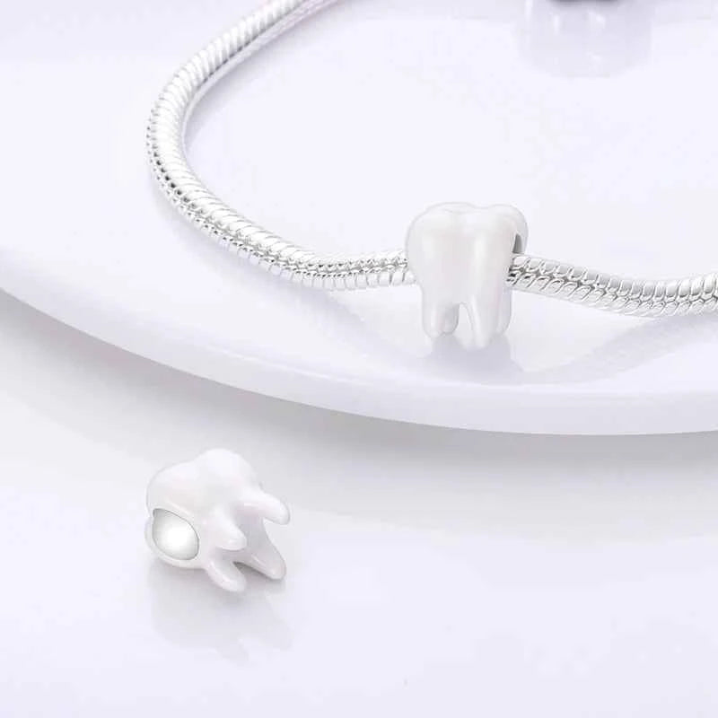Original 925 Sterling Silver Charms Bead Toothbrush Pendant Tooth Bead Fit Original Bracelet For Women DIY Jewelry Gift