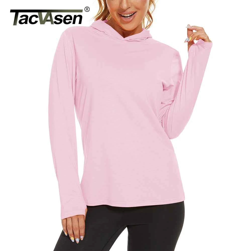 TACVASEN Summer UV/Sun Protection Outdoor Hooded T-shirt Women's Hoodie Shirt UPF 50+ Long Sleeve Fishing Hiking Athletic Shirts