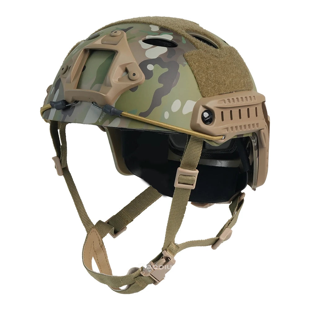 BOOIU Fast Tactical Helmets Adjustable Knob Disguise ABS Thickened Camouflage Hunting CS Military Outdoor Sports Protect Helmets