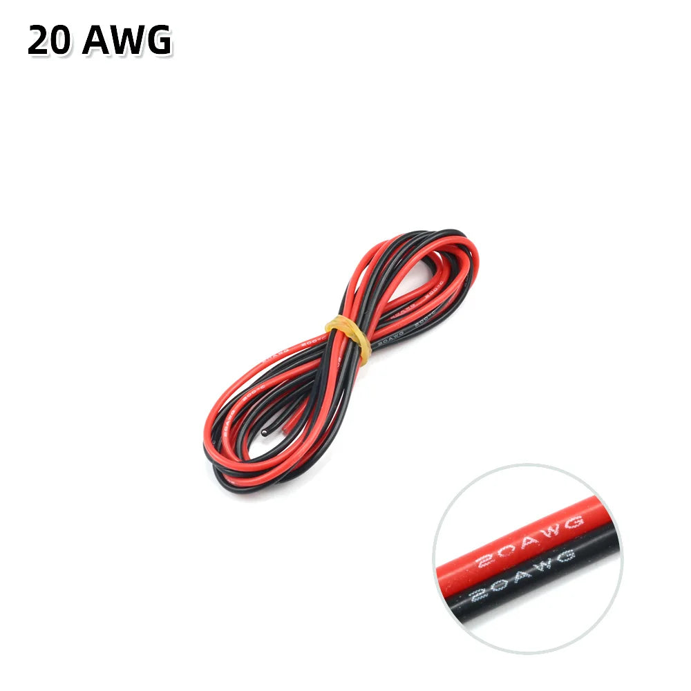 10m/lot Silicon Wire 8 10 12 14 16 18 20 22AWG Heatproof Soft Silicone Silica Gel Wire Cable (5m Red+5m Black) DIY Part