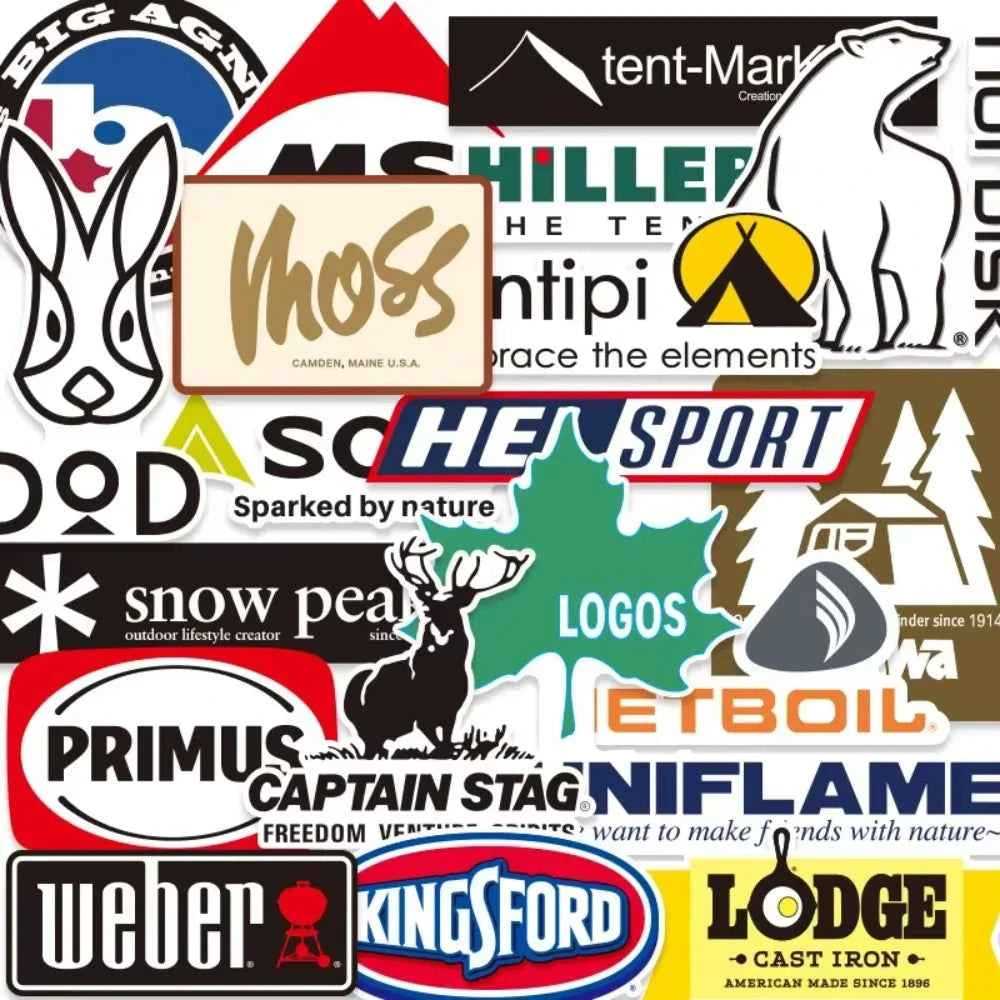 20Pcs Outdoor Stickers Pack Camping Brand Decals Waterproof DIY Refrigerator Motorcycle Helmet Bicycle Desktop Phone Case