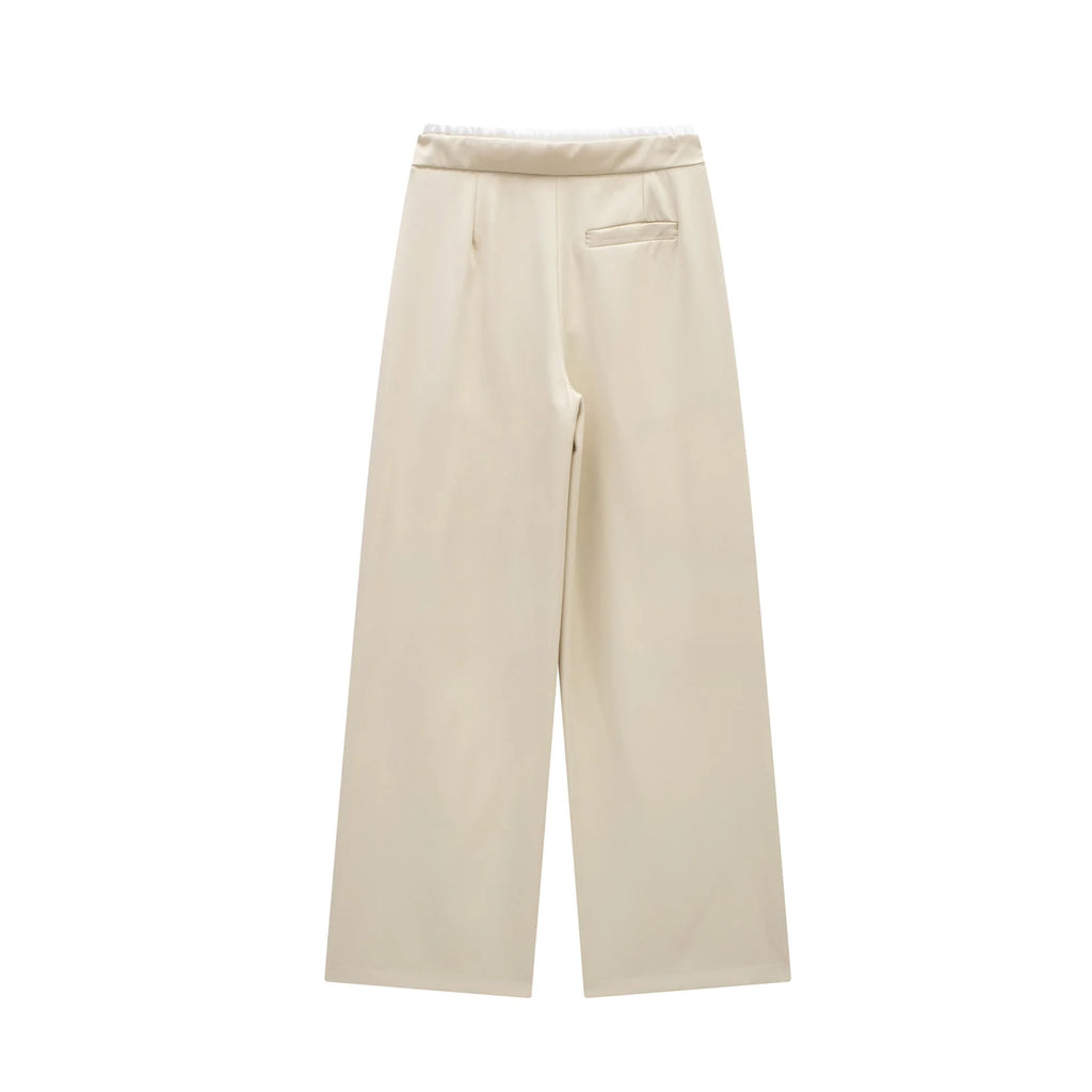 MUJER 2025 Wide Leg Pants for Women High Waist Baggy Pants Woman Summer Pleated Loose Pants Women Streetwear Tied Woman Trousers