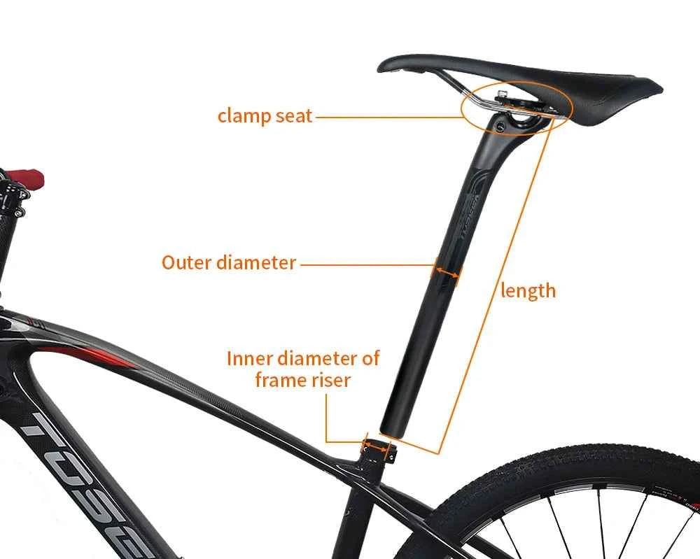 TOSEEK Carbon Seatpost 27.2 31.6mm Length 400mm Matte Black MTB Road Bike Seat Post Seat Tube Bicycle Parts MTB Carbon Canoe