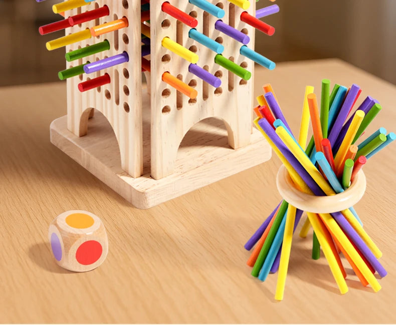 Parent child interactive wooden stick children's two person battle spatial thinking training puzzle toy