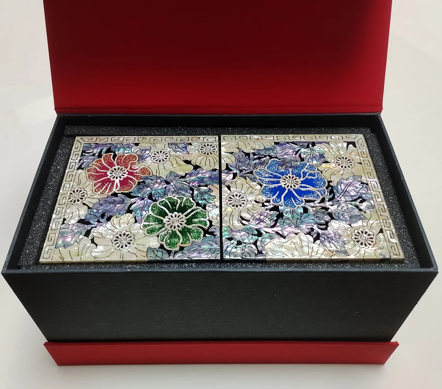 Mother of Pearl Travel Lacquer Wood Drawer Jewelry Ring Earrings Chest Box Case Sea Shell Inlaid Wooden Cube Jewelry Organizer
