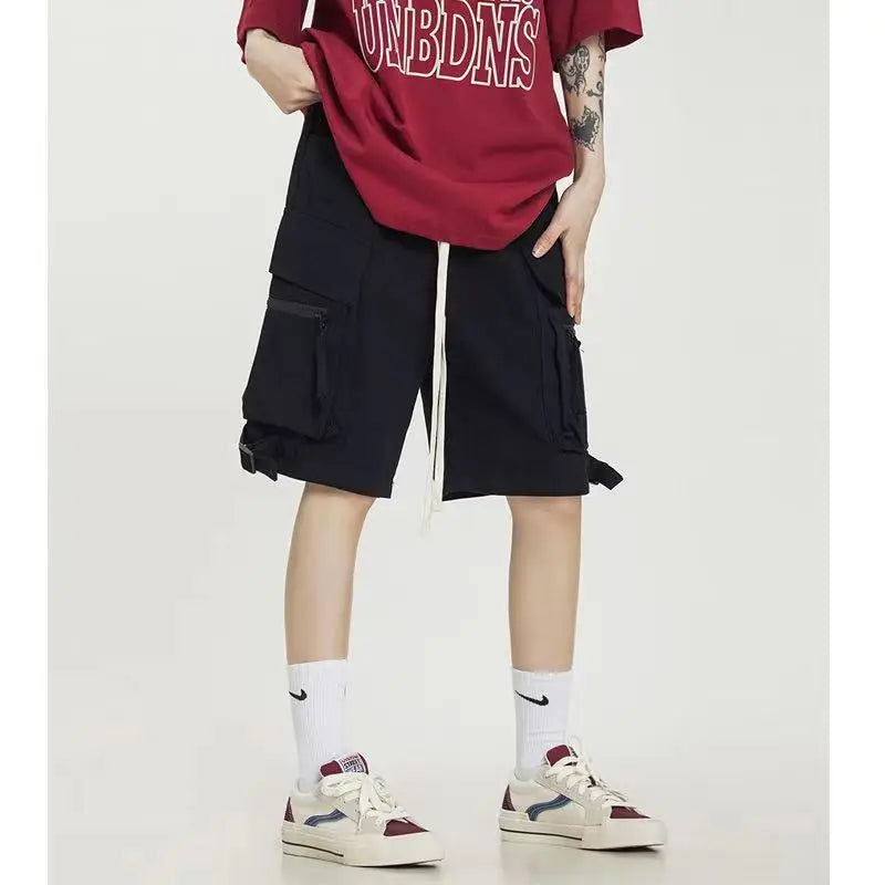 American style high street wind assault shorts men zipper design Harajuku casual tooling outdoor five-point pants summer