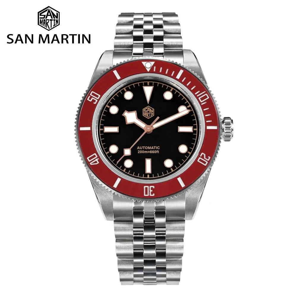 San Martin New 40mm BB Diver Watch Top Brand Classic Mens Watches NH35 Automatic Mechanical Sapphire Waterproof Reloj SN0128