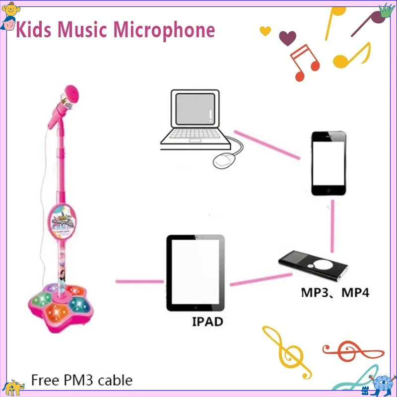 Kids Microphone with Stand Karaoke Song Machine Music Instrument Toys Brain-Training Educational Toys Birthday Gift for Girl Boy