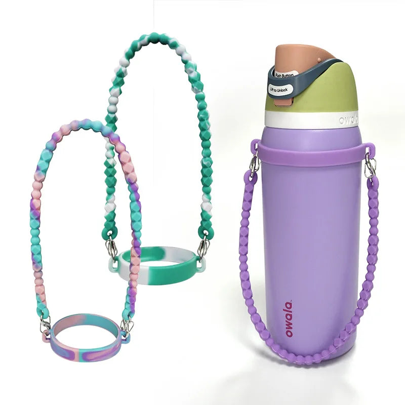 Water Bottle Handle - Soft Silicone Holder, Sling, Lanyard Fits Most 8-40oz Bottles